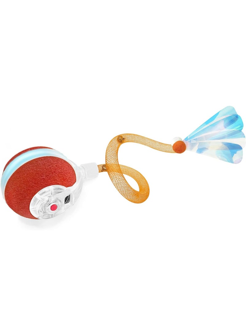 Jkanti Interactive Cat Toys for Indoor Cats,The 3rd Generation Agile Moving Cat Ball with Elastic Mesh Tail,Automatic Kitten Toys for Bored Indoor Cats,Motion Activated (Orange)